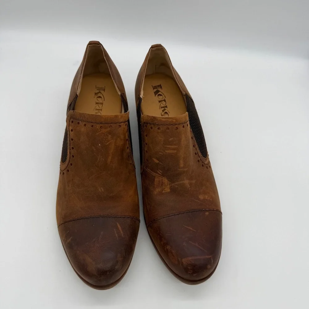 Korks Women Brown Leather Chelsea Ankle Shoe Bootie Q40506 Size 9M